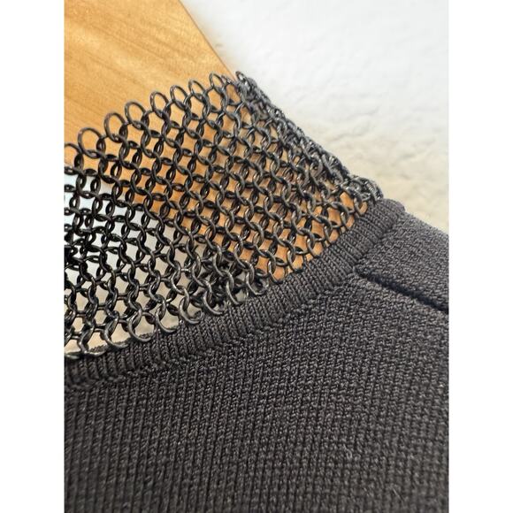 Alexander Wang Black Knit Tank Top with Chainmail V-Neck Draped Runway M - Picture 8 of 10